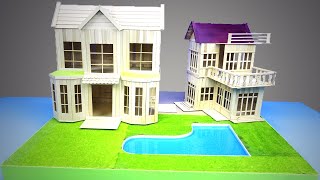 2 Popsicle Stick Mansion House DIY Project at School - (Dream House) Model 22
