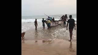 fishing boat start the going  on fishing at narigama beach