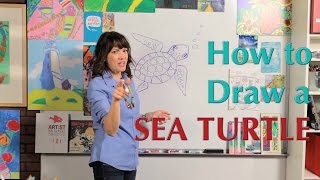 How to draw a Sea Turtle - Great Artist Mom - Guided Drawing
