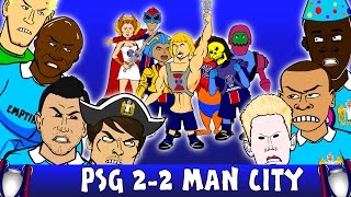 PSG vs MAN CITY 2-2 (UEFA Champions League 2016 Goals Highlights Cartoon Zlatan De Bruyne)