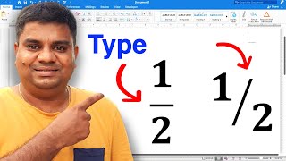 How to type 1/2 on laptop Keyboard In Word as a Fraction