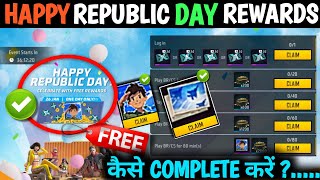 HAPPY REPUBLIC DAY WEEKEND EVENT MISSION KAISE PURA KAREN HAPPY REPUBLIC DAY EVENT BANNER AVATAR FF