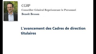 CGRP - L'avancement des Cadres de direction titulaires