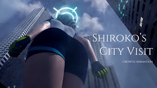 【Giantess Growth Animation】Shiroko's City Visit