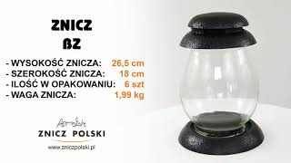 ZNICZE ARTYSTYCZNE - LAMPION BECZKA Z wykonany z szkła dekoracyjnego oraz żywicy przemysłowej