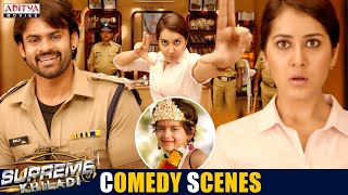 Supreme Khiladi Ultimate Back to Back Comedy Scenes|latest Hindi Dubbed Movies|Sai Tej,Raashi Khanna