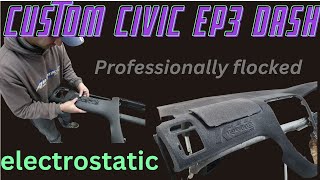 Electrostatic flocking a Civic race car dash for Kinetic Motorsport