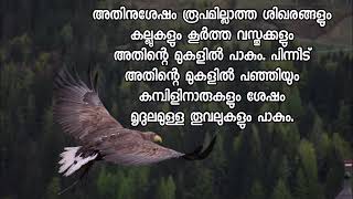 കഴുകന്റെ കൂടിനൊരു പ്രത്യേകതയുണ്ട്. ആ കൂട് ഉണ്ടാക്കിയിരിക്കുന്ന വിധം തന്നെ കഴുകൻ കുഞ്ഞിന് പറക്കുവാൻ പ