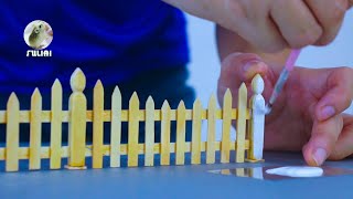 Making Popsicle Stick Fence For Miniature House DIY