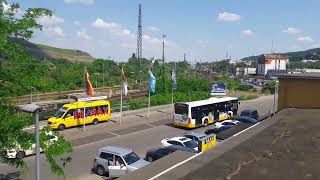 Züge und Busse in Bingen HBF mit BR.185,186,622,638...