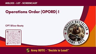The Army Operations Order (OPORD) - Part 1
