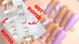 TO BUFF OR NOT TO BUFF?!LETS TEST | Luxury Purple Press On Nail Art Design | Press on Nail Business