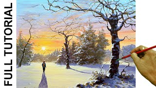 TUTORIAL : Acrylic Painting Landscape / Morning Winter / JMLisondra