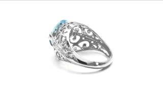 Johareez 5.27CTW Blue Topaz \u0026 White Topaz .925 Sterling Silver Ring