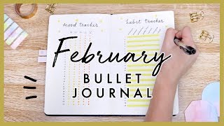 february plan with me 💛🖊 simple \u0026 minimal bullet journal setup