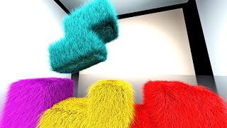 Soft Body Tetris 3D Animation. RTX On 3D Soft Body Hair Simulation