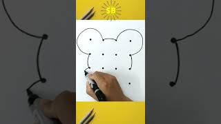 How To Draw Mickey mouse 🐭from 4x4 dots Easy | How to turn 4x4 points into Mickey mouse Easy #Shorts