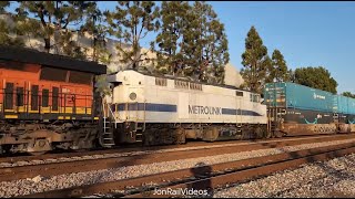 4/23/24 Pre: M608 meets WB BNSF Q train with EX.Metrolink F59PH LTEX 857 at Los Nietos/SFS crossings