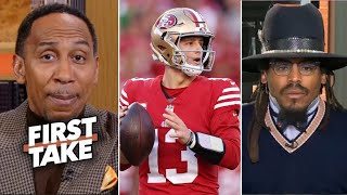 FIRST TAKE | "Brock Purdy is terrible QB" - Cam Newton tells Stephen A. Smith on 49ers fall to Rams