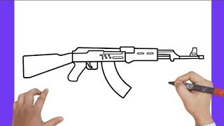 HOW TO DRAW AK - 47 GUN | EASY GUN DRAWING STEP BY STEP