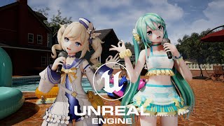 [MMD] Unreal Engine : Hatsune Miku / 初音ミク, Barbara (Genshin Impact)  | VIVA HAPPY/ビバハピ  4K 60FPS