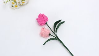 美丽的郁金香花朵教程第三集crochet flowers