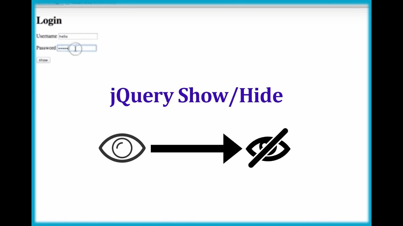 How To Show/Hide Password In TextBox With Button Using JQuery - YouTube