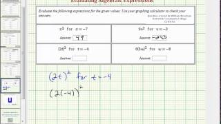 Ex 1: Evaluate Basic Algebraic Expressions