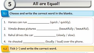 EE 4th standard English term 3 work book answers Unit 5 All are equal