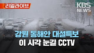 강원 동해안 대설특보…"도로 결빙 주의"/이 시각 도로 CCTV/[리얼라이브] 2023년 2월 15일(수)/KBS