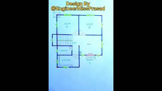 26x33 house plan with 2 bed rooms#floorplan#housedesign#2bhk#shorts