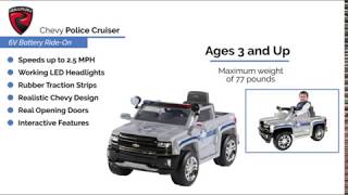 Rollplay 6 Volt Chevy Silverado Police Truck Ride On Toy, Battery-Powered Kid's Ride On Car