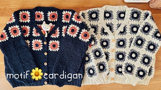 編み物/motif cardigan2つの配色で編みました😊毛糸・手芸・コットン柳屋/恋する毛糸/並太/刺し子/飛騨刺し子糸もご紹介😊