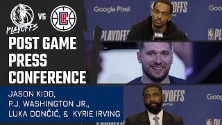 Jason Kidd, P.J. Washington Jr., Luka Dončić, & Kyrie Irving | Round 1 Game 6 vsLAC | 05/03/24