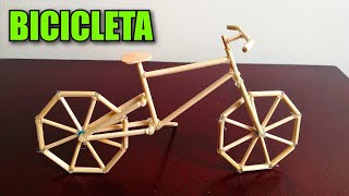 BICICLETA CON RUEDAS FUNCIONALES hecha con palitos de brocheta- BICYCLE made with skewer sticks