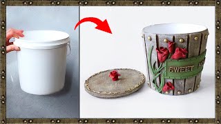 How to use a PLASTIC BUCKET to make a floral POT