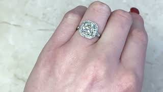 3.02ct Old European Cut Diamond \u0026 Delicate Halo Engagement Ring - Dover Ring - Hand Video