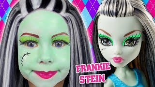 Alice pretend Frankie Stein and play with monster high doll