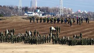 習志野駐屯地　第一空挺団　降下始め2019　陸上自衛隊　岩屋防衛大臣の訓示　遠くて何言ってるかわからんｗ