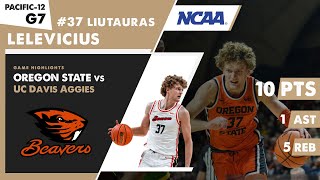 GAME HIGHLIGHTS LIUTAURAS LELEVICIUS Oregon State vs UC Davis Aggies G7 PACIFIC12 NCAA BASKETBALL