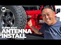 Tailgate Antenna Mount Install and Wiring to Radio Mounted on a Jeep JL Wrangler CB BAR