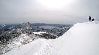 春間近 漁岳はまだ銀世界　ネコの耳・恵庭岳　結氷したオコタンペ湖