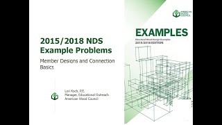 2015/2018 NDS Example Problems Member Designs Connection Basics