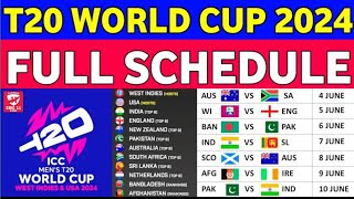 T20 World Cup 2024 Schedule & Fixture | T20 WC 2024 All Matches List | World Cup 2024 Schedule | IPL