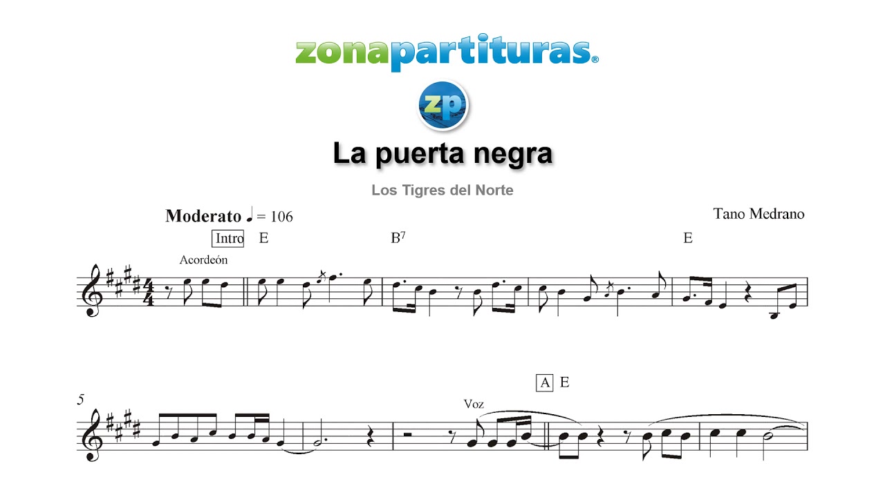 Partitura "La Puerta Negra" Los Tigres Del Norte - YouTube