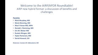 APDR Virtual Roundtable: AIRP New Hybrid Format