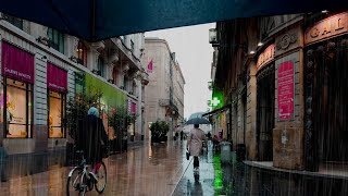 Walking in the Spring Rain Walk | March 2022 |Bordeaux 4k France| ASMR Rain sounds for sleeping