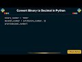How to convert binary to decimal in Python