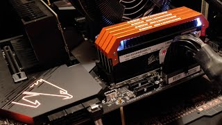 4x4GB of DDR4 overclocked to 3600 CL12 with an 11900K on a Gigabyte Z590 Master