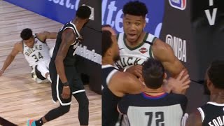 Giannis Antetokounmpo is not happy with Donta Hall